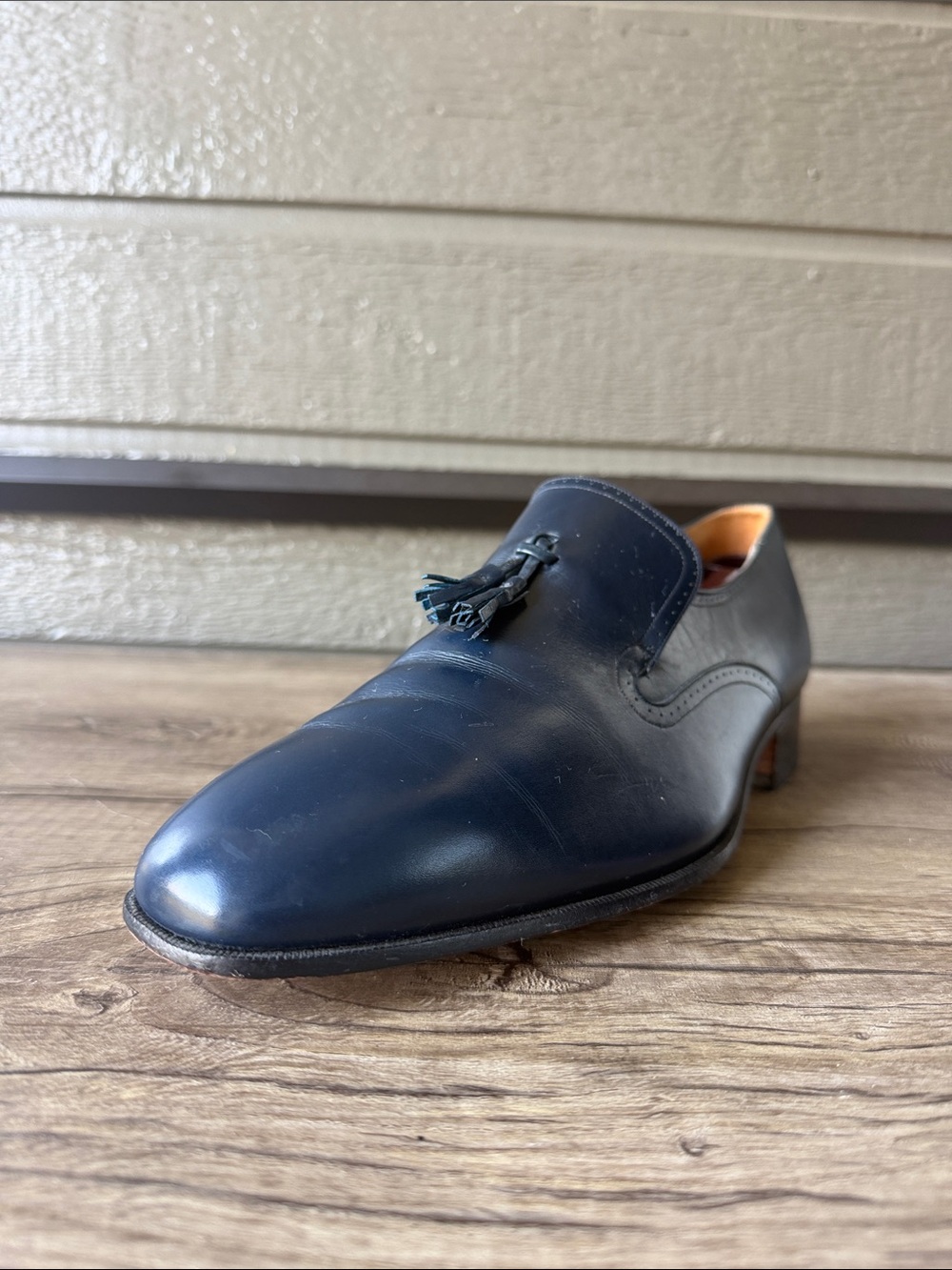 VTG Johnston & Murphy Aristocraft Men's Navy Tassel Loafers Made de USA size 12